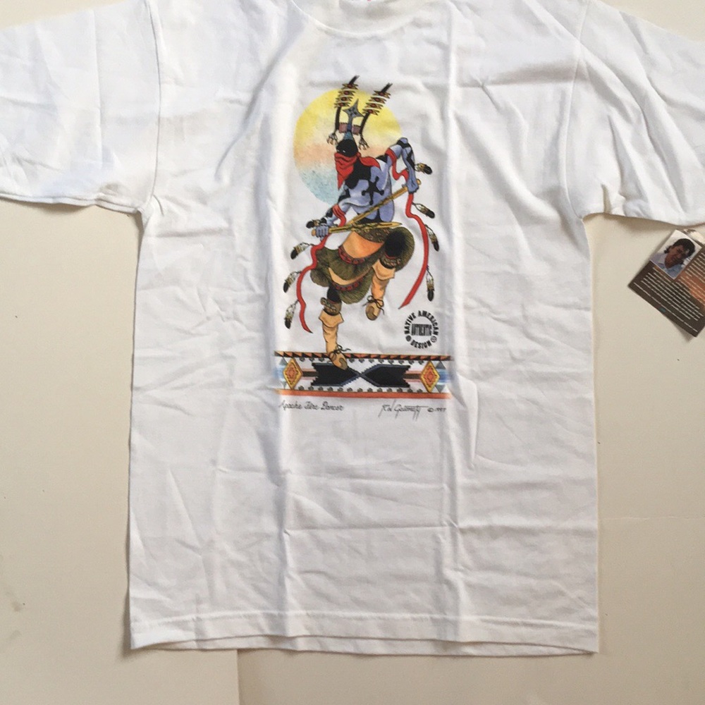 Warrior T Shirt Authentic Native American Design 100% Cotton Apache Fire Dancer